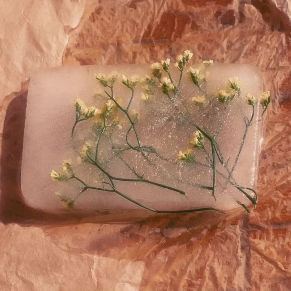 Sinnbild für Entspannungstechniken bei Stress - schmelzendes Eis - wachsende Blumen